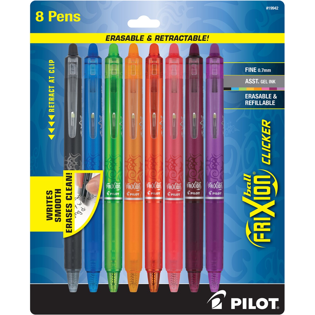 Pilot FriXion Clicker Erasable Gel Pens, Assorted 8-Pack, item 19942