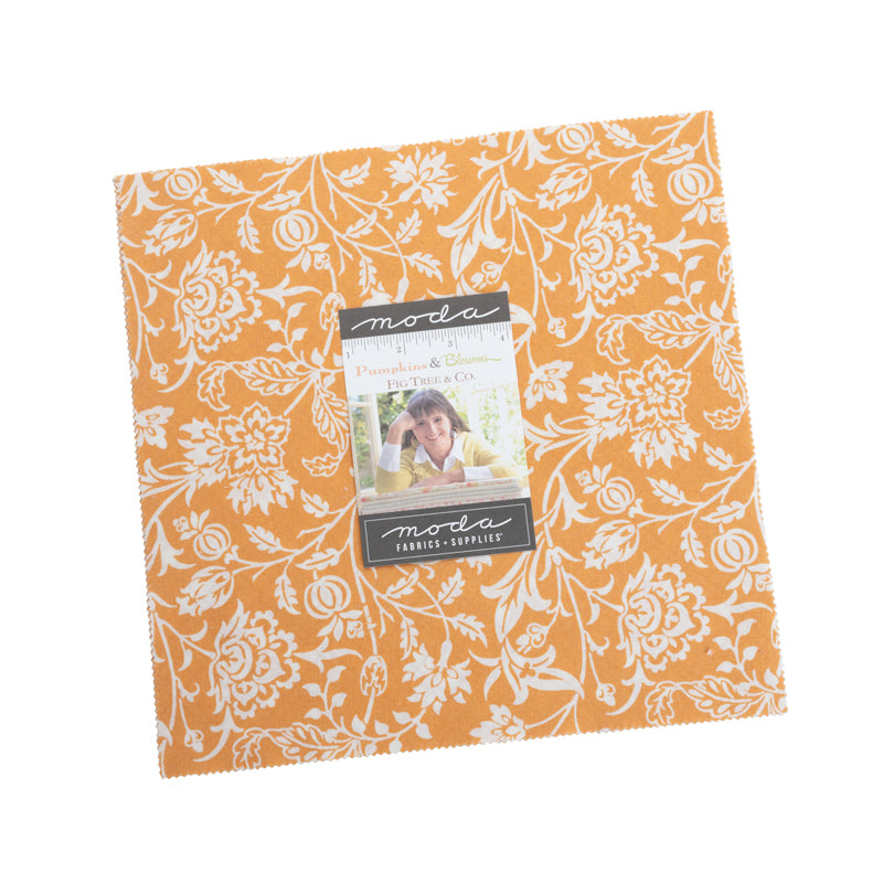 Pumpkins & Blossoms layer cake by Fig Tree & Co. for Moda Fabrics, top orange floral square shown