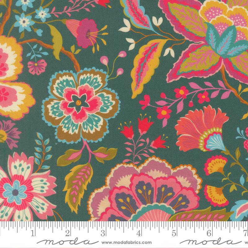 Sitara Jasmine Dark Teal by Crystal Manning for Moda
