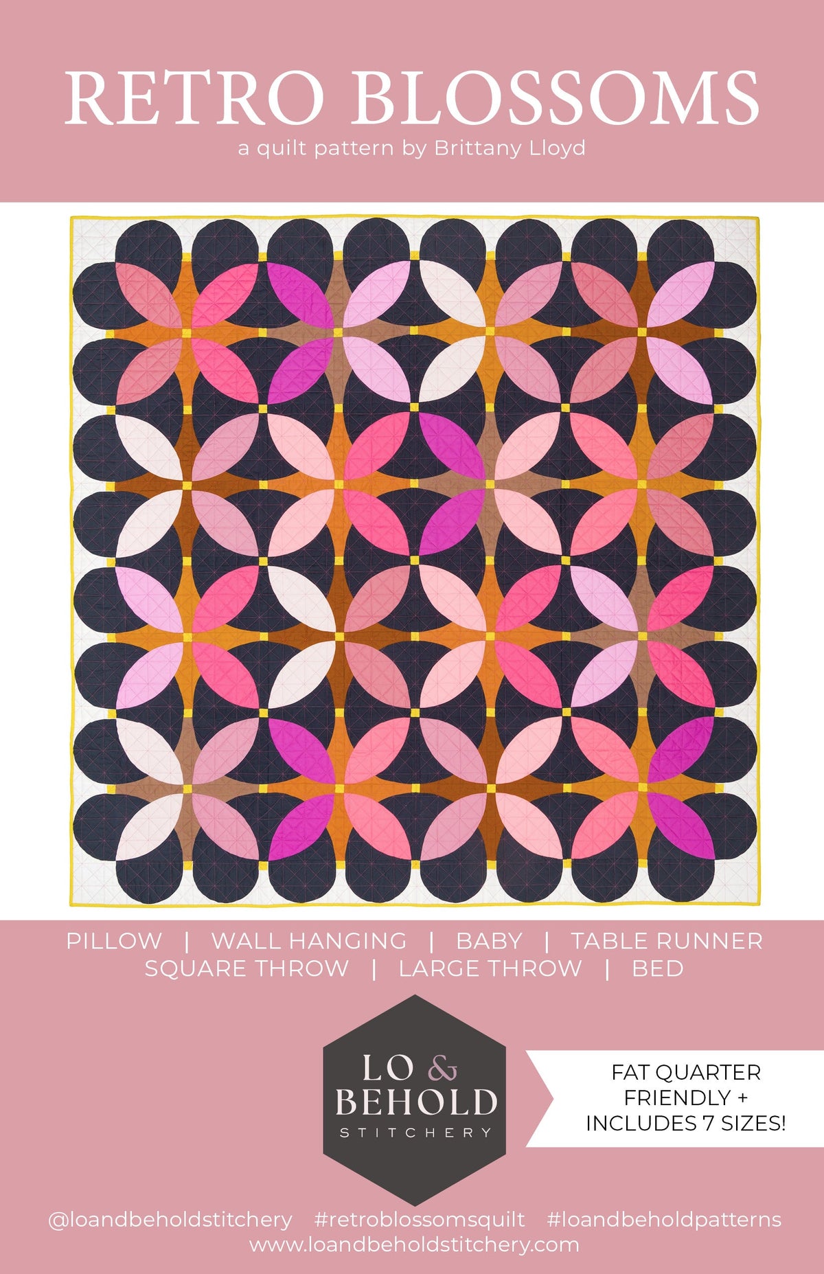 Retro Blossoms quilt pattern paper booklet cover